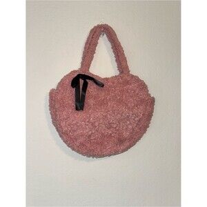 art class Plush Round Tote in Rose Pink with Black Ribbon